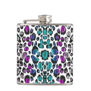 Prettiest Violet Teal Leopard Ever Flask