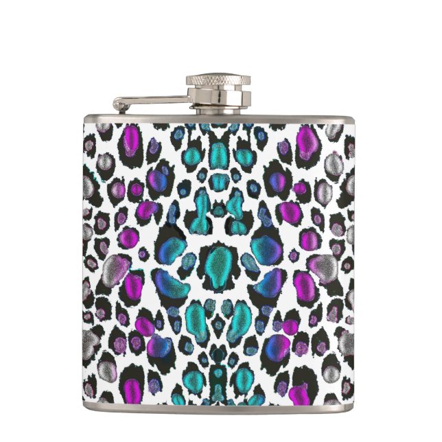 Prettiest Violet Teal Leopard Ever Flask (Front)