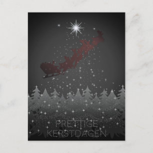 Prettige Kerstdagen Christmas Eve Sky Stars Sleigh Holiday Postcard