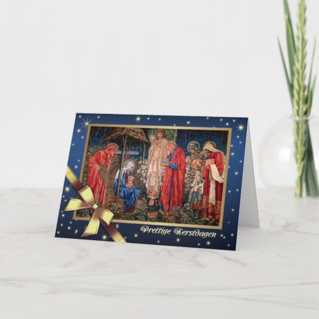 Prettige Kerstdagen. Nativity Scene Card in Dutch (Front)