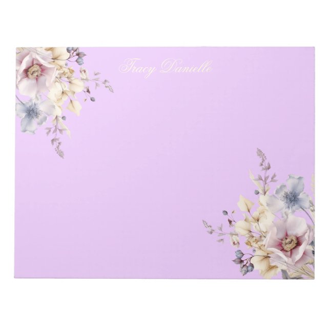 Prettty Lavender Spring Floral Bouquet  Notepad (Front)