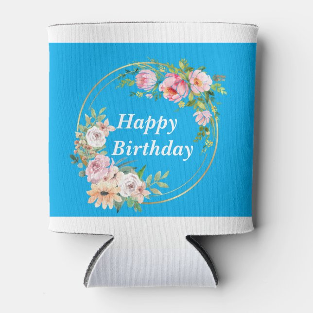 Prettty Pink & Gold Flower Wreath Cooler (Front)