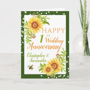 Pretty 1st Wedding Anniversary Floral Sunflower Card