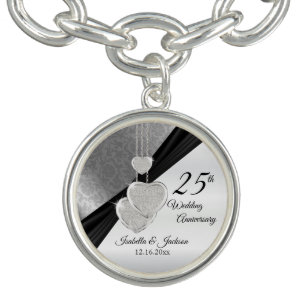 Pretty 25th Silver Wedding Anniversary Keepsake Bracelet