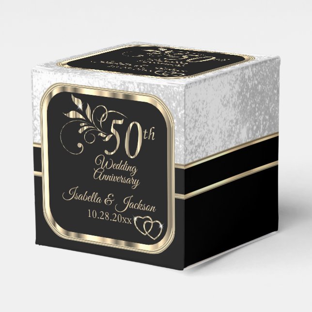 Pretty 50th Wedding Anniversary Favour Box (Front Side)