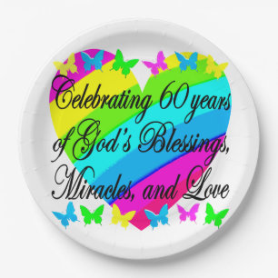 PRETTY 60TH BIRTHDAY PRAYERFUL GIFTS PAPER PLATE
