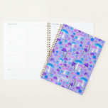 Pretty 70s Mushrooms Snail Turquoise Blue Purple Planner<br><div class="desc">This personalised planner is decorated with cute illustrated mushrooms and flowers in a dreamy purple and turquoise blue colour palette.</div>