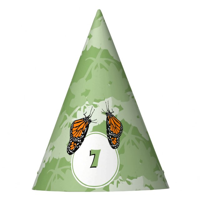 Pretty 7th Butterfly Birthday Party Hat (Front)