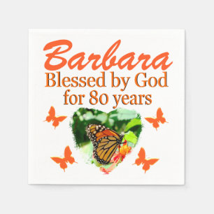 PRETTY 80TH BIRTHDAY BUTTERFLY PHOTO NAPKINS