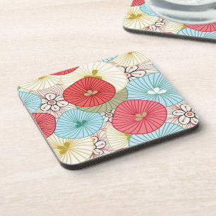 Pretty Abract Colorful Busy Floral Pattern Coaster