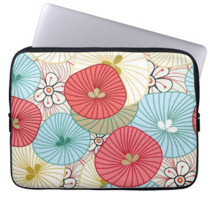 Pretty Abract Colorful Busy Floral Pattern Laptop Sleeve