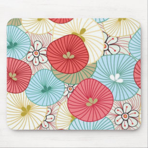 Pretty Abract Colorful Busy Floral Pattern Mouse Mat