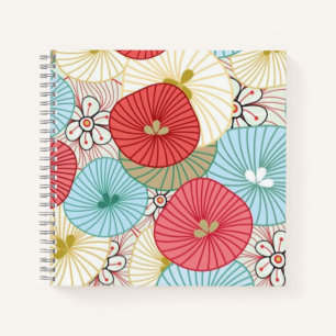 Pretty Abract Colorful Busy Floral Pattern Notebook