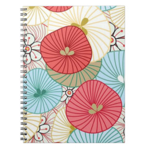 Pretty Abract Colorful Busy Floral Pattern Notebook