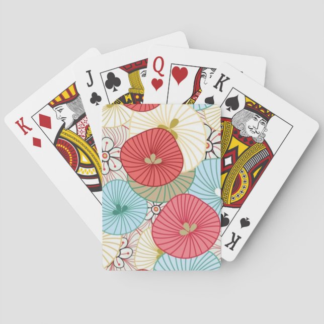 Pretty Abract Colourful Busy Floral Pattern Playing Cards (Back)