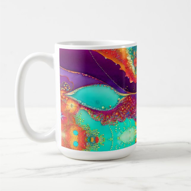 Pretty Abstract Beachy Art Coffee Mug (Left)