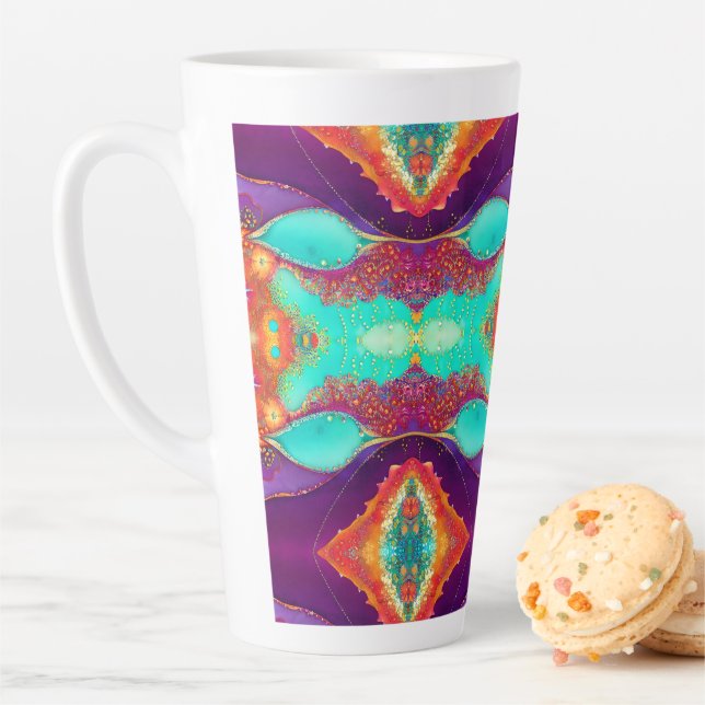 Pretty Abstract Beachy Art Latte Mug (In Situ)