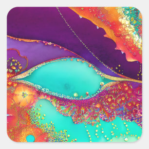 Pretty Abstract Beachy Art Square Sticker