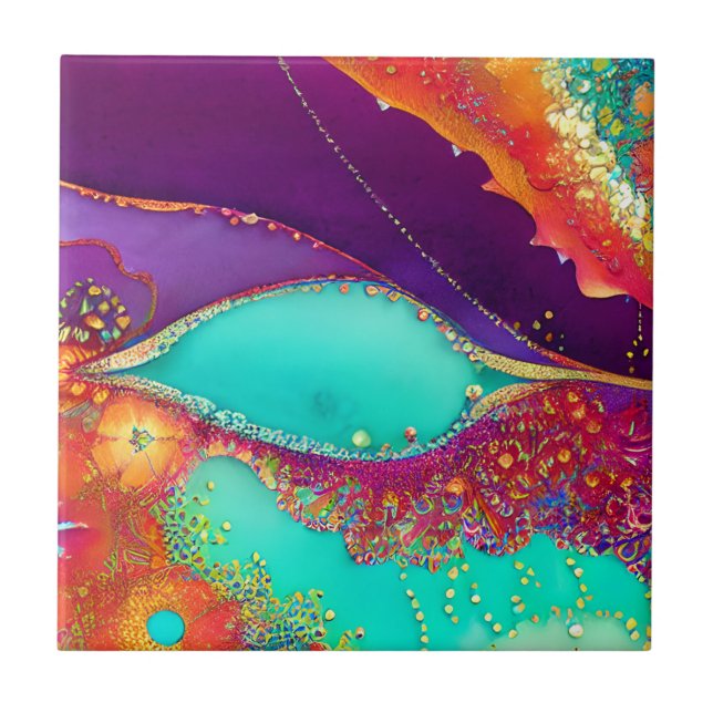 Pretty Abstract Beachy Art Tile (Front)
