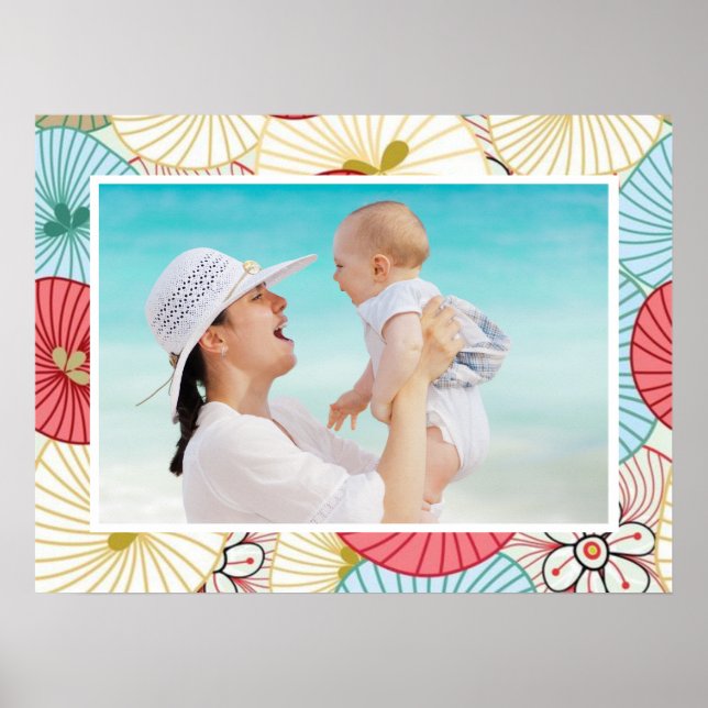 Pretty Abstract Colorful Busy Floral Custom Photo Poster (Front)