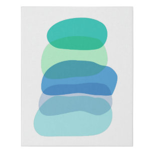 Pretty Abstract Geometric Shapes in Blue and Green Faux Canvas Print