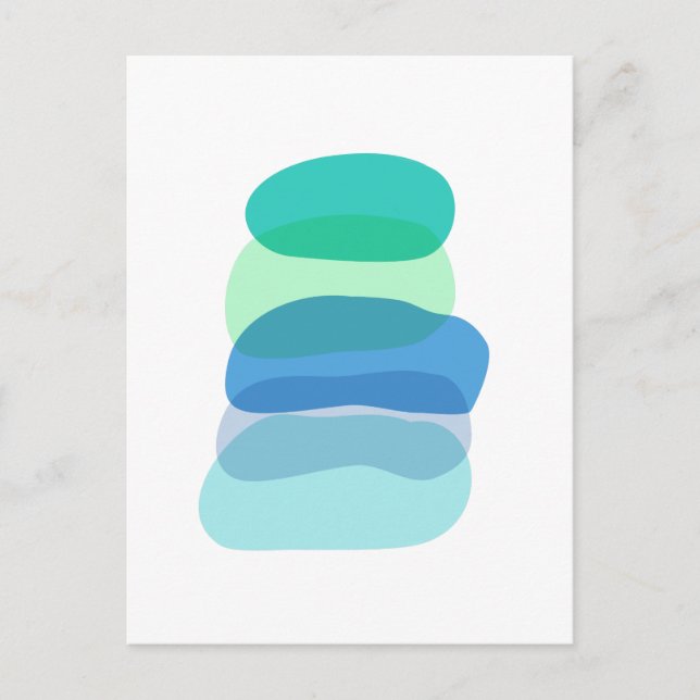 Pretty Abstract Geometric Shapes in Blue and Green Postcard (Front)