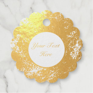 Pretty Abstract Gold Foil Splatters White Favour Tags
