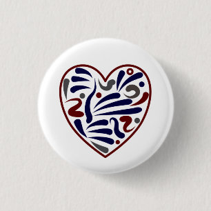 Pretty abstract heart pattern 3 cm round badge