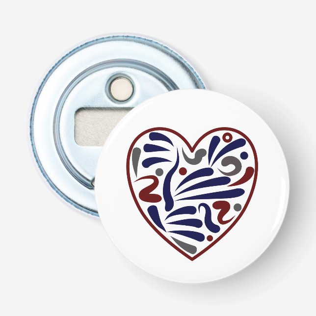 Pretty abstract heart pattern bottle opener (Front)