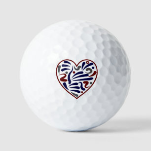 Pretty abstract heart pattern golf balls