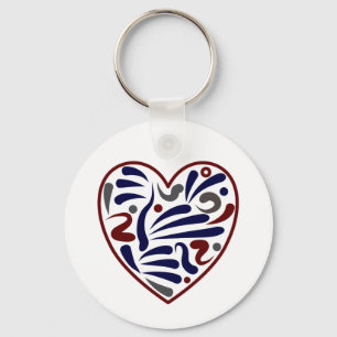 Pretty abstract heart pattern key ring
