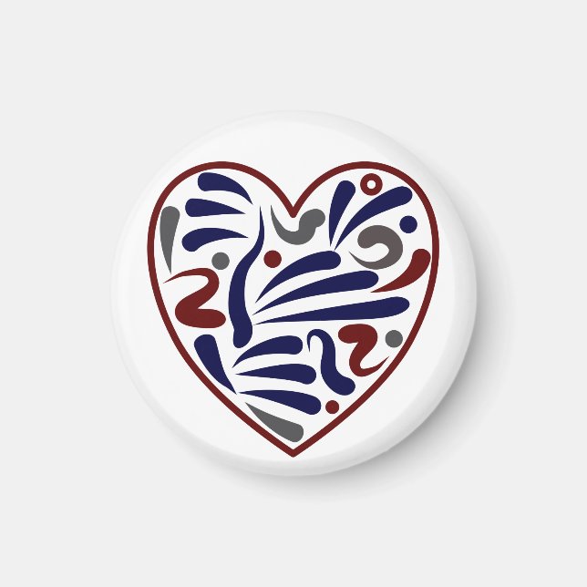 Pretty abstract heart pattern magnet (Front)