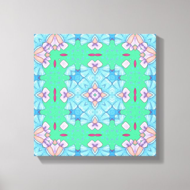 Pretty Abstract Home Wall Art blue green and pink (Front)
