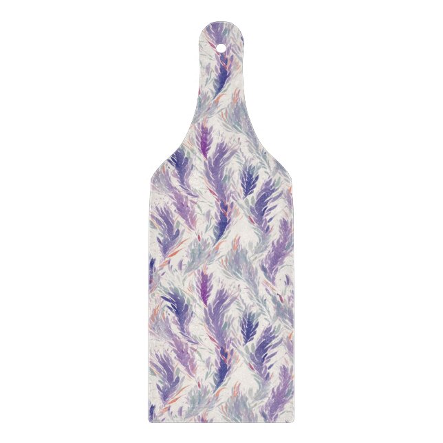 Pretty Abstract Modern Floral Feather Pattern Cutting Board (Front)