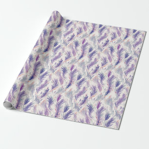 Pretty Abstract Modern Floral Feather Pattern Wrapping Paper