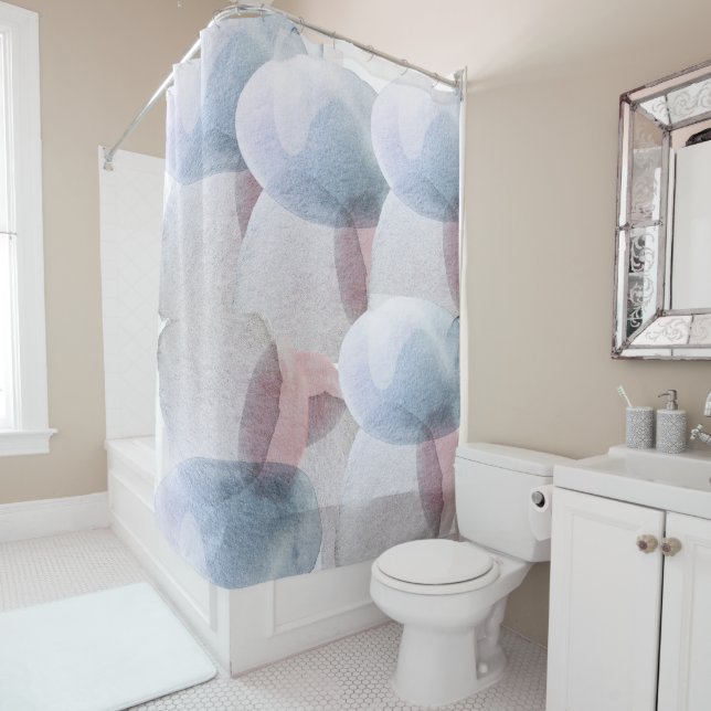 Pretty Abstract Pastel Watercolor Shapes  Shower Curtain (In Situ)