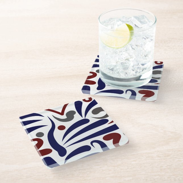 Pretty abstract pattern glass coaster (Angled)