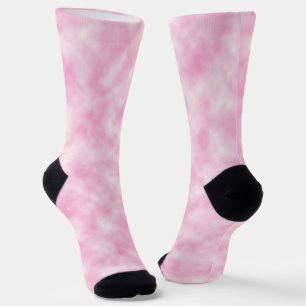 Pretty Abstract Pink and White Clouds Pattern Socks