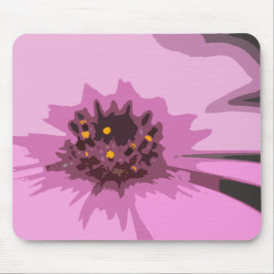 Pretty Abstract Pink Daisy Flower Mouse Mat