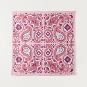 Pretty Abstract Pink White Paisley Tear Drops Tapestry