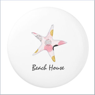 Pretty Abstract Starfish Beach House Ceramic Knob