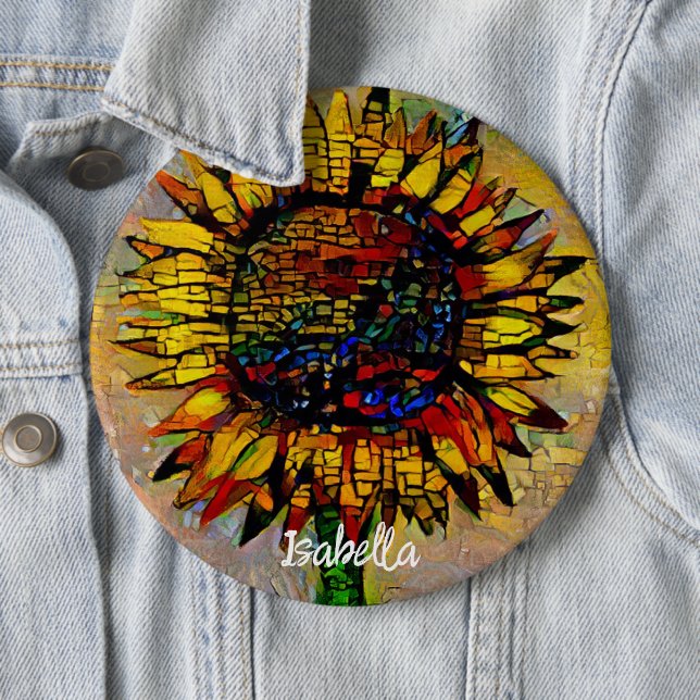 Pretty Abstract Sunflower Painting 6 Cm Round Badge (In Situ)