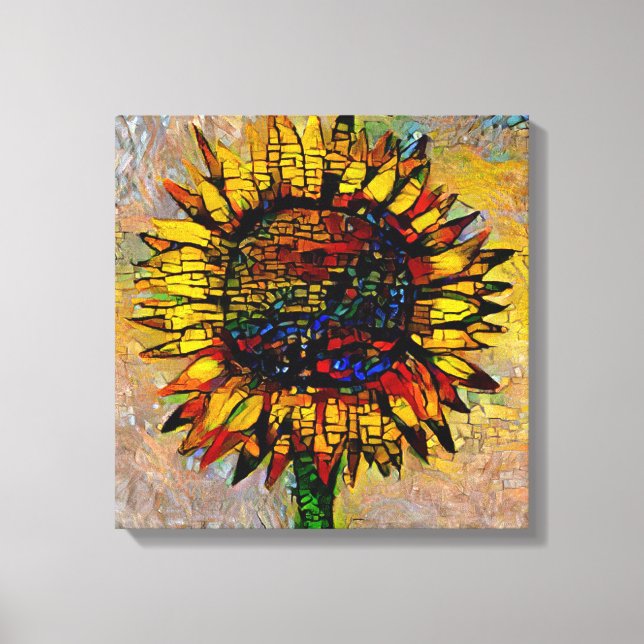 Pretty Abstract Sunflower Painting Canvas Print (Front)