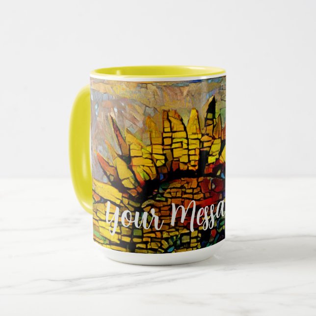 Pretty Abstract Sunflower Painting Mug (Front Left)