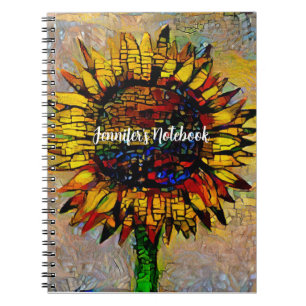 Pretty Abstract Sunflower Painting Notebook