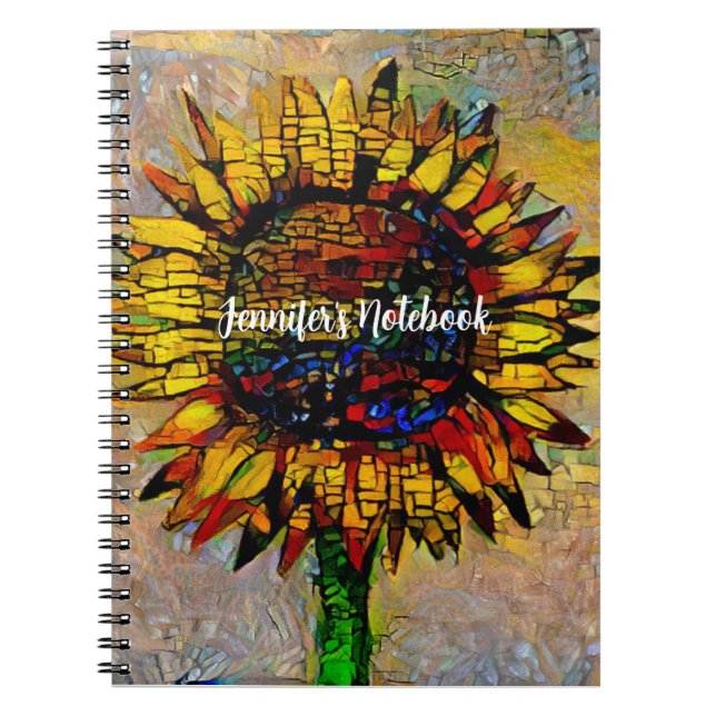 Pretty Abstract Sunflower Painting Notebook (Front)