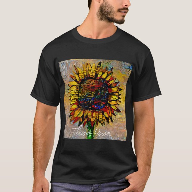 Pretty Abstract Sunflower Painting T-Shirt (Front)