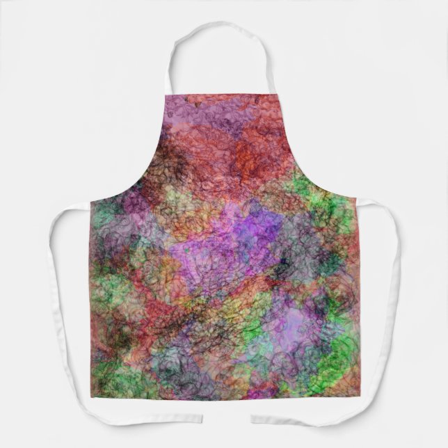 Pretty Abstract Swirls of Colours Grey Squiggles Apron (Front)