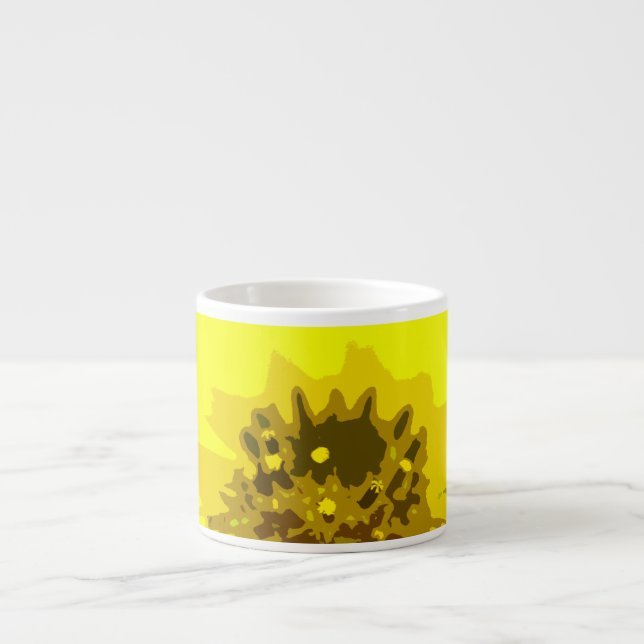 Pretty Abstract Vivid Yellow Daisy Flower  Espresso Cup (Front)