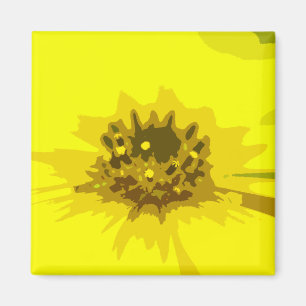Pretty Abstract Vivid Yellow Daisy Flower Magnet